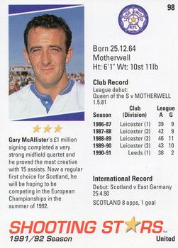 1991-92 Merlin Shooting Stars UK #98 Gary McAllister Back