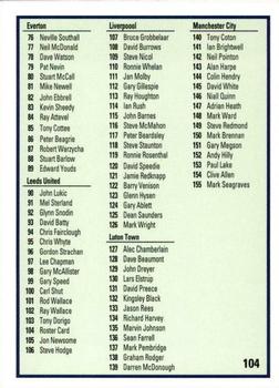1991-92 Merlin Shooting Stars UK #104 Checklist #1 Back