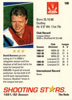 1991-92 Merlin Shooting Stars UK #108 David Burrows Back