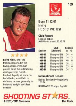 1991-92 Merlin Shooting Stars UK #109 Steve Nicol Back