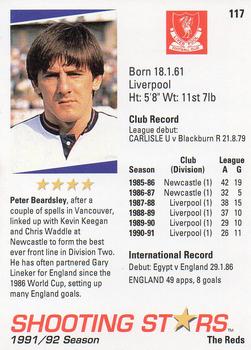 1991-92 Merlin Shooting Stars UK #117 Peter Beardsley Back