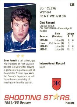 1991-92 Merlin Shooting Stars UK #136 Sean Farrell Back