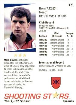 1991-92 Merlin Shooting Stars UK #173 Mark Bowen Back
