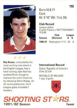 1991-92 Merlin Shooting Stars UK #192 Roy Keane Back