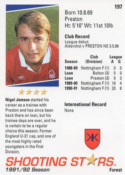 1991-92 Merlin Shooting Stars UK #197 Nigel Jemson Back
