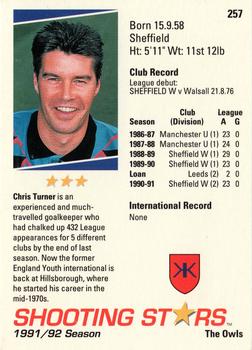 1991-92 Merlin Shooting Stars UK #257 Chris Turner Back