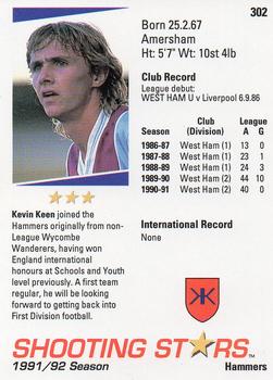 1991-92 Merlin Shooting Stars UK #302 Kevin Keen Back