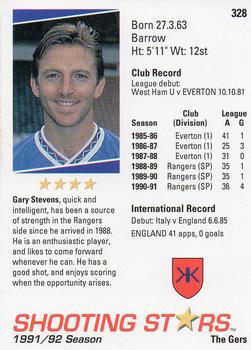 1991-92 Merlin Shooting Stars UK #328 Gary Stevens Back