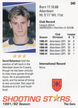 1991-92 Merlin Shooting Stars UK #340 David Robertson Back