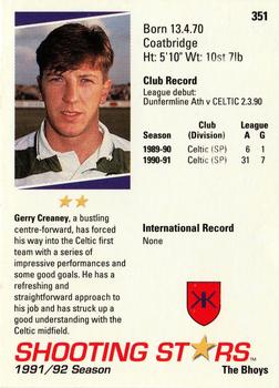 1991-92 Merlin Shooting Stars UK #351 Gerry Creaney Back