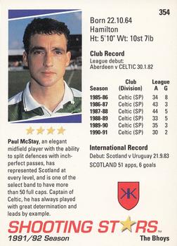 1991-92 Merlin Shooting Stars UK #354 Paul McStay Back