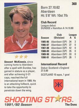 1991-92 Merlin Shooting Stars UK #360 Stewart McKimmie Back