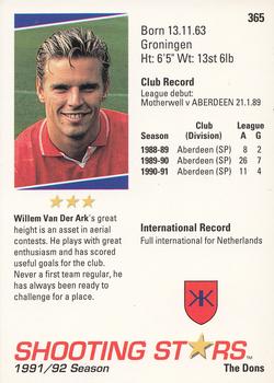 1991-92 Merlin Shooting Stars UK #365 Willem Van Der Ark Back