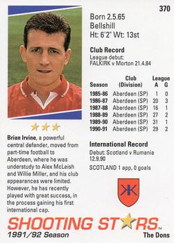 1991-92 Merlin Shooting Stars UK #370 Brian Irvine Back