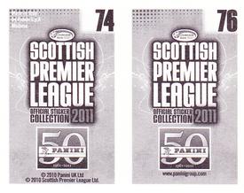 2011 Panini Scottish Premier League Stickers #74 / 76 Georgios Samaras / Anthony Stokes Back