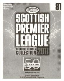 2011 Panini Scottish Premier League Stickers #81 Fraser Forster Back