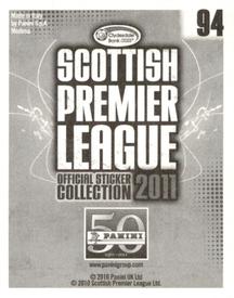 2011 Panini Scottish Premier League Stickers #94 Gary Hooper Back