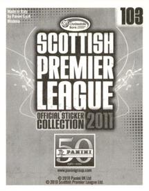 2011 Panini Scottish Premier League Stickers #103 Dusan Pernis Back