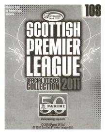 2011 Panini Scottish Premier League Stickers #108 Paul Dixon Back