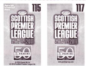 2011 Panini Scottish Premier League Stickers #115 / 117 Garry Kenneth / Scott Robertson Back