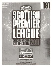 2011 Panini Scottish Premier League Stickers #181 Marian Kello Back