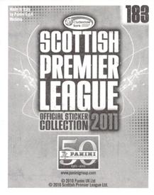 2011 Panini Scottish Premier League Stickers #183 Lee Wallace Back