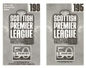 2011 Panini Scottish Premier League Stickers #193 / 195 Eggert Jonsson / Ruben Palazuelos Back