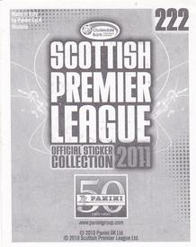 2011 Panini Scottish Premier League Stickers #222 Michael Hart Back