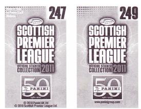2011 Panini Scottish Premier League Stickers #247 / 249 Derek Riordan / Darryl Duffy Back