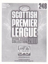 2011 Panini Scottish Premier League Stickers #248 Derek Riordan Back