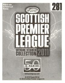2011 Panini Scottish Premier League Stickers #281 Kenny Gillet Back