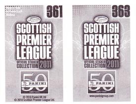 2011 Panini Scottish Premier League Stickers #361 / 363 Tom Hateley / Chris Humphrey Back