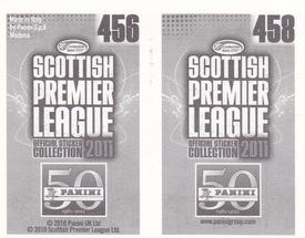 2011 Panini Scottish Premier League Stickers #456 / 458 Liam Craig / Cleveland Taylor Back