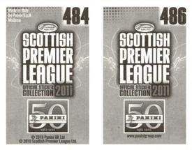 2011 Panini Scottish Premier League Stickers #484 / 486 David Barron / Lee Mair Back