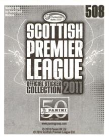 2011 Panini Scottish Premier League Stickers #508 Gareth Wardlaw Back