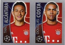 2015-16 Topps UEFA Champions League Stickers #391 Thiago Alcantara / Douglas Costa Front