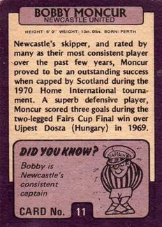 1971-72 A&BC Gum English Footballers (Purple Backs) #11 Bobby Moncur Back