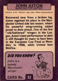 1971-72 A&BC Gum English Footballers (Purple Backs) #32 John Aston Back