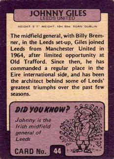 1971-72 A&BC Gum English Footballers (Purple Backs) #44 Johnny Giles Back