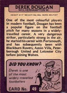 1971-72 A&BC Gum English Footballers (Purple Backs) #49 Derek Dougan Back
