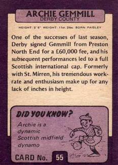 1971-72 A&BC Gum English Footballers (Purple Backs) #55 Archie Gemmill Back