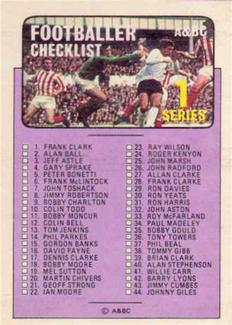 1971-72 A&BC Gum English Footballers (Purple Backs) #57 Checklist: 1-109 & 170 Front