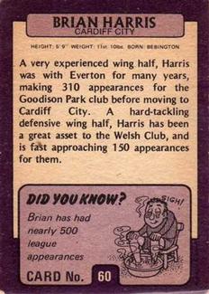 1971-72 A&BC Gum English Footballers (Purple Backs) #60 Brian Harris Back