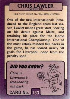 1971-72 A&BC Gum English Footballers (Purple Backs) #133 Chris Lawler Back