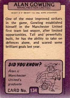 1971-72 A&BC Gum English Footballers (Purple Backs) #134 Alan Gowling Back