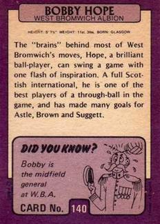1971-72 A&BC Gum English Footballers (Purple Backs) #140 Bobby Hope Back