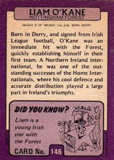 1971-72 A&BC Gum English Footballers (Purple Backs) #146 Liam O'Kane Back