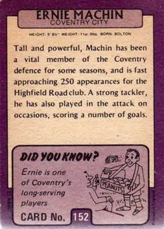 1971-72 A&BC Gum English Footballers (Purple Backs) #152 Ernie Machin Back