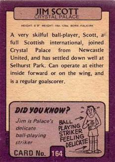 1971-72 A&BC Gum English Footballers (Purple Backs) #164 Jim Scott Back
