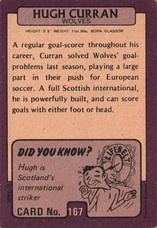 1971-72 A&BC Gum English Footballers (Purple Backs) #167 Hugh Curran Back